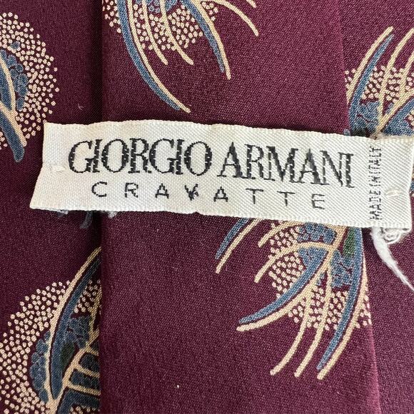 Giorgio Armani Cravatte Tie Mens Burgundy 55"X3.5"Made In Italy Vintage - Picture 9 of 12